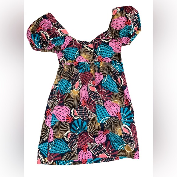 Farm Rio Mix Sea Shell Puff Sleeve Mini Dress - Picture 4 of 10